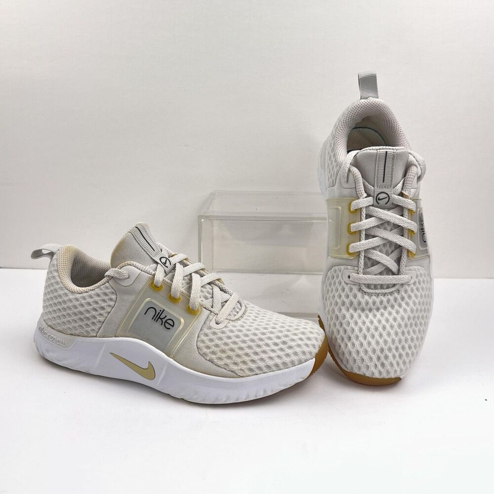 Nike Renew In-Season TR 10 Shoes Womens 6 White Gold Training Sneakers CK2576